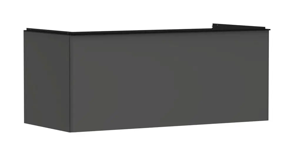 Waschtischunterschrank in mattschwarzer Optik, ausgestattet mit einem Schubkasten. Das Produkt gehört zur Marke Hansgrohe und ist für einen Aufsatzwaschtisch konzipiert.
